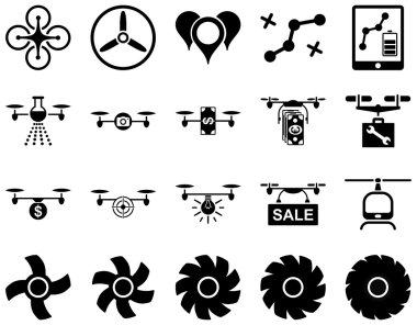 Hava uçak ve quadcopter aracı simgeler