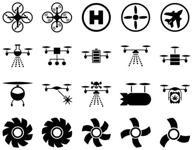 Hava uçak ve quadcopter aracı simgeler