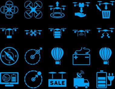 Hava uçak ve quadcopter aracı simgeler