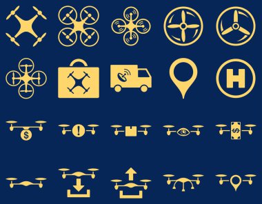 Hava uçak ve quadcopter aracı simgeler