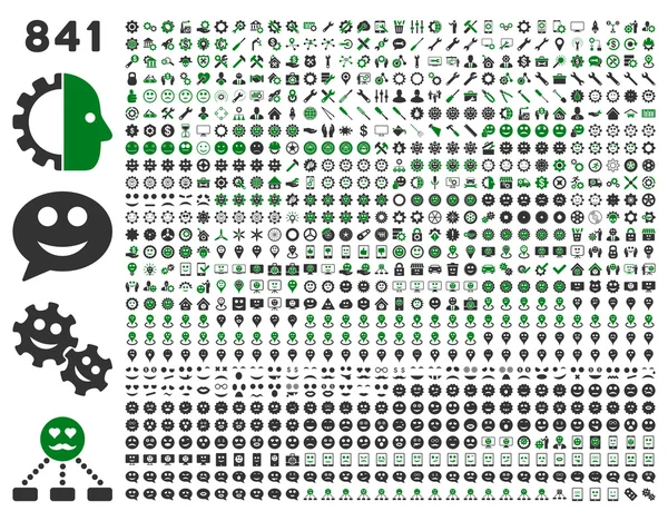 841 smile, engrenagem, ferramenta, marcadores de mapa, ícones móveis — Fotografia de Stock