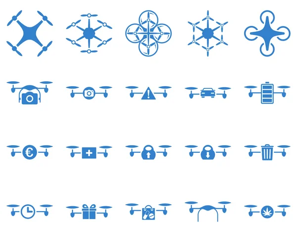 Iconos de herramientas de dron de aire y quadcopter — Vector de stock