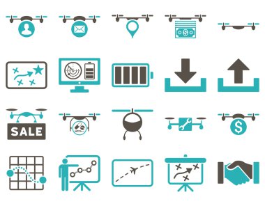 Hava uçak ve quadcopter aracı simgeler