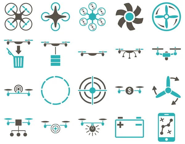 Air drone and quadcopter tool icons — Stock Vector