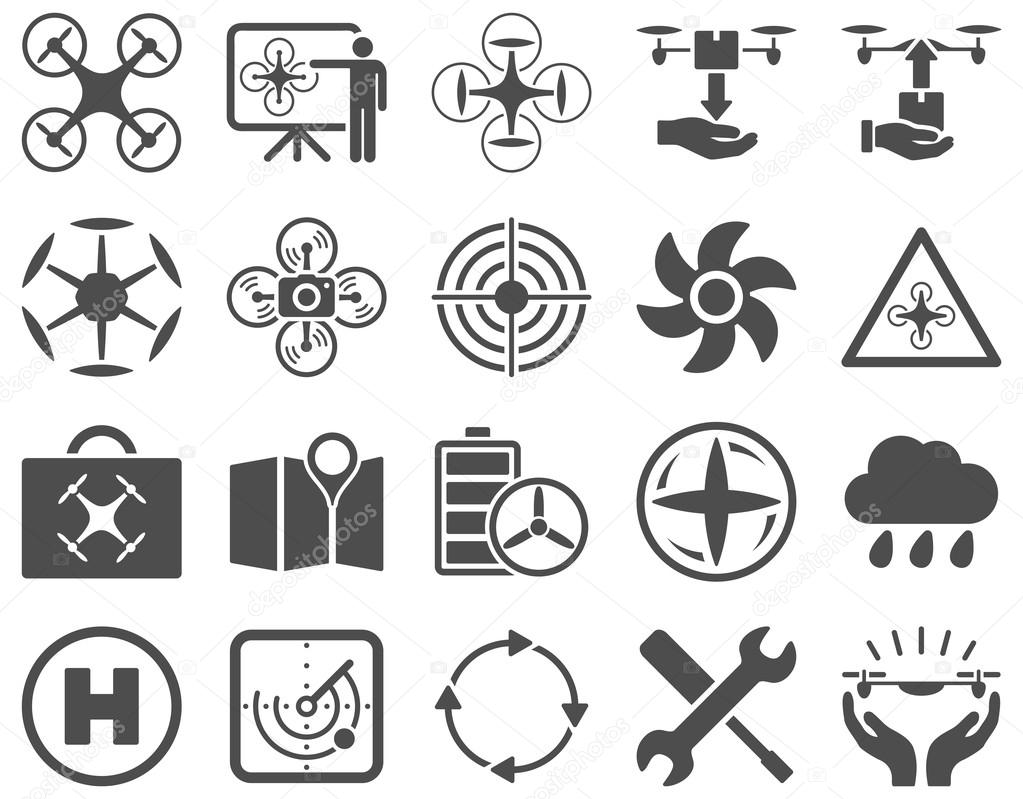 Air drone and quadcopter tool icons