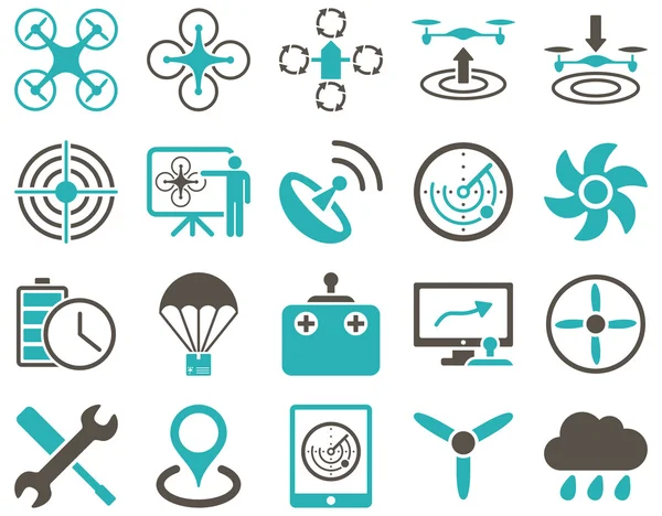 Air drone and quadcopter tool icons — Stock Vector