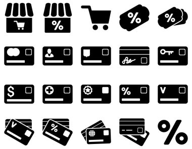 Icon set alışveriş ve banka kartı