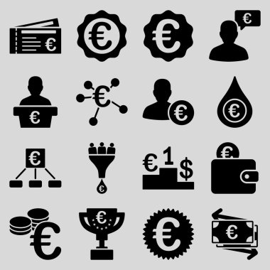 Euro bankacılık iş ve hizmet araçları simgeler