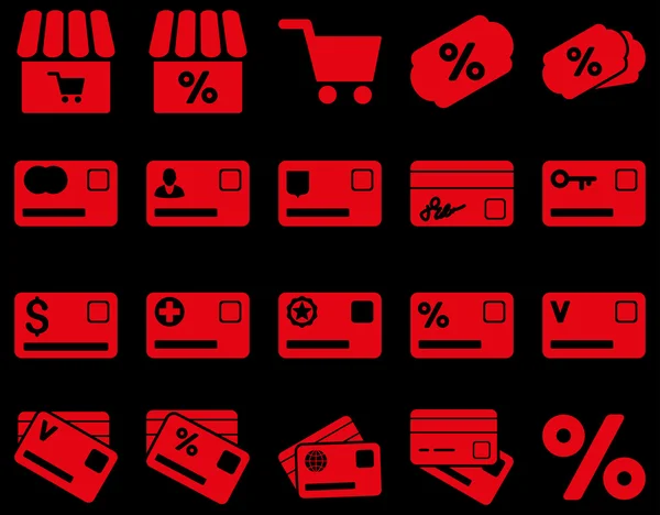 Zakupy i banku karty zestaw ikon — Wektor stockowy