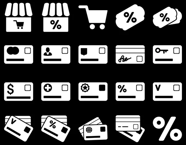 Conjunto de ícones de compras e cartões bancários — Vetor de Stock