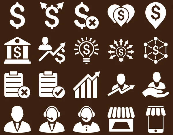 Conjunto de iconos de negocio comercial y servicio bancario — Vector de stock