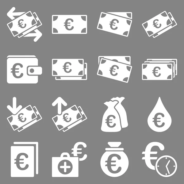 Symbole des Euro-Bankgeschäfts und der Dienstleistungsinstrumente — Stockvektor