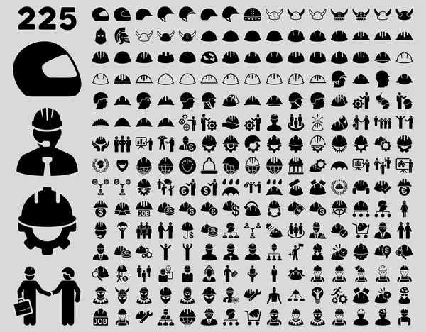 Arbeidsveiligheid en helm Icon Set. — Stockfoto