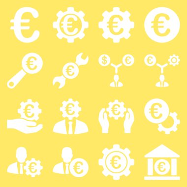 Euro bankacılık iş ve hizmet araçları simgeler
