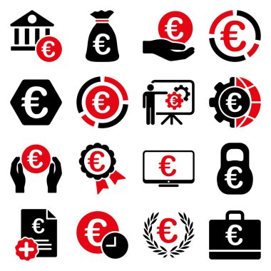 Euro bankacılık iş ve hizmet araçları simgeler