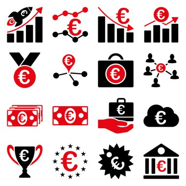 Euro bankacılık iş ve hizmet araçları simgeler