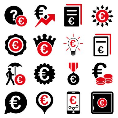 Euro bankacılık iş ve hizmet araçları simgeler
