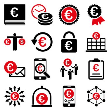 Euro bankacılık iş ve hizmet araçları simgeler