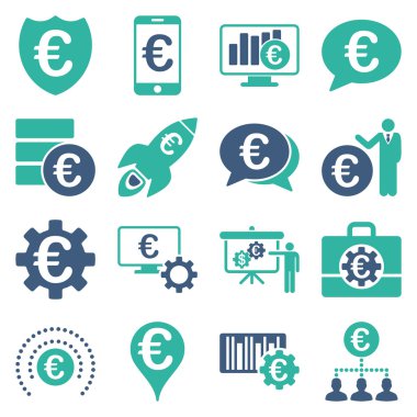 Euro bankacılık iş ve hizmet araçları simgeler