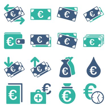 Euro bankacılık iş ve hizmet araçları simgeler