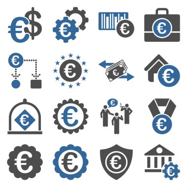 Euro bankacılık iş ve hizmet araçları simgeler
