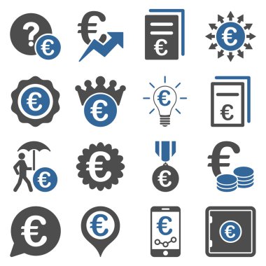 Euro bankacılık iş ve hizmet araçları simgeler