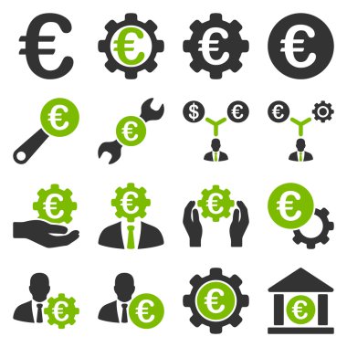 Euro bankacılık iş ve hizmet araçları simgeler
