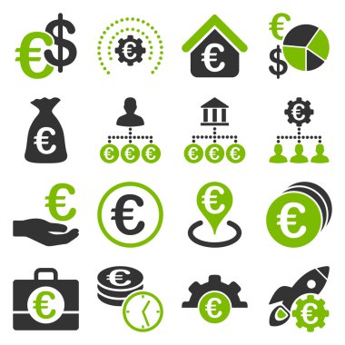 Euro bankacılık iş ve hizmet araçları simgeler