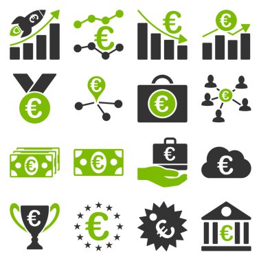 Euro bankacılık iş ve hizmet araçları simgeler