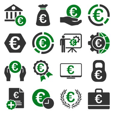 Euro bankacılık iş ve hizmet araçları simgeler