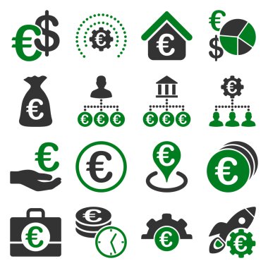 Euro bankacılık iş ve hizmet araçları simgeler