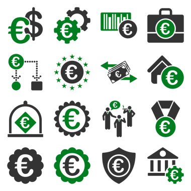 Euro bankacılık iş ve hizmet araçları simgeler