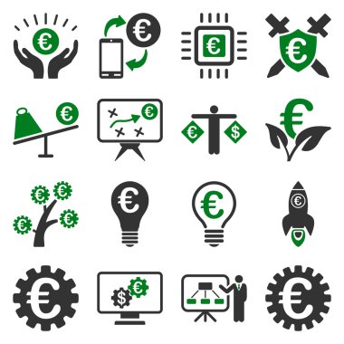 Euro bankacılık iş ve hizmet araçları simgeler