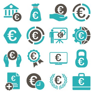 Euro bankacılık iş ve hizmet araçları simgeler
