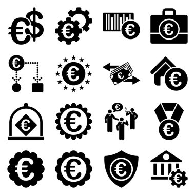 Euro bankacılık iş ve hizmet araçları simgeler
