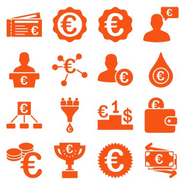 Euro bankacılık iş ve hizmet araçları simgeler