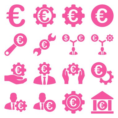Euro bankacılık iş ve hizmet araçları simgeler