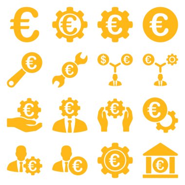Euro bankacılık iş ve hizmet araçları simgeler