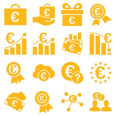 Euro bankacılık iş ve hizmet araçları simgeler
