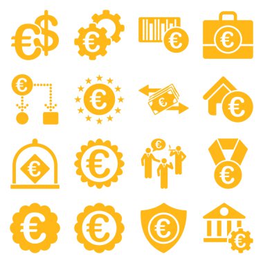 Euro bankacılık iş ve hizmet araçları simgeler