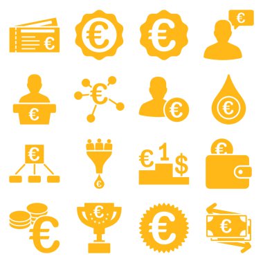 Euro bankacılık iş ve hizmet araçları simgeler