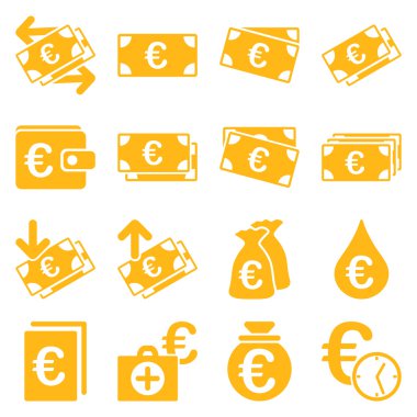 Euro bankacılık iş ve hizmet araçları simgeler
