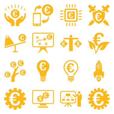 Euro bankacılık iş ve hizmet araçları simgeler