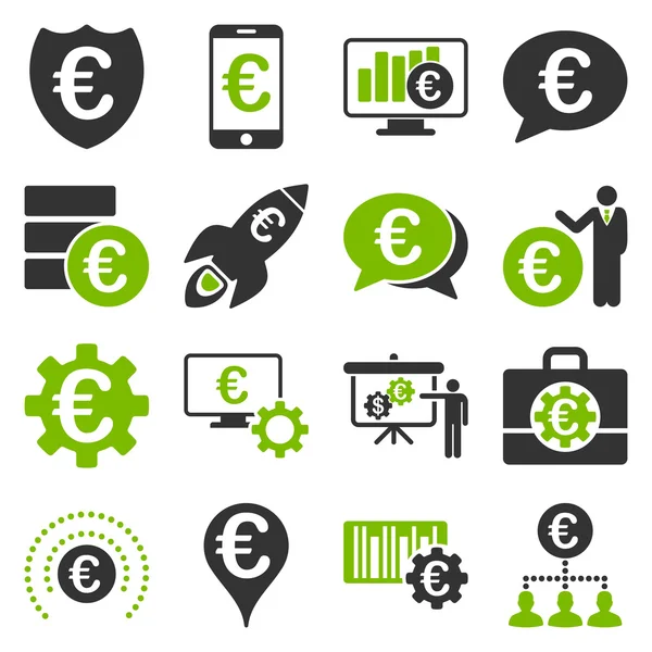 Euro banking business and service tools icons — Stock Vector