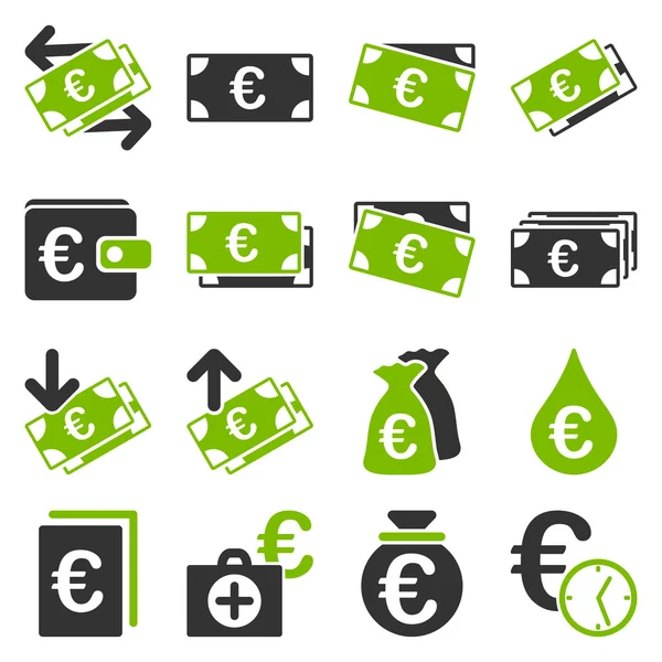 Ευρώ τραπεζικές εργασίες και εργαλεία εικονίδια της υπηρεσίας — Διανυσματικό Αρχείο