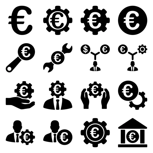 Euro bankacılık iş ve hizmet araçları simgeler