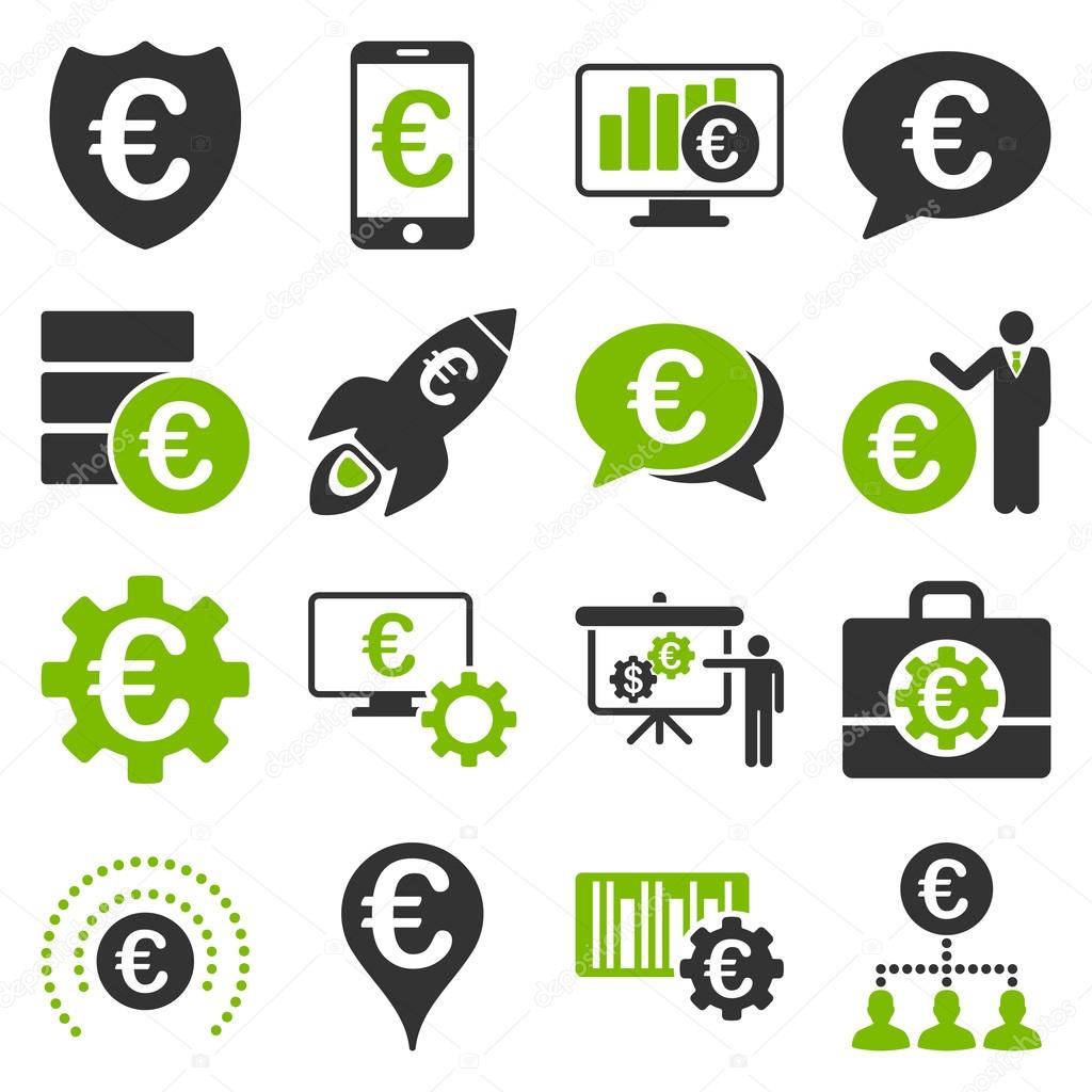 Euro banking business and service tools icons