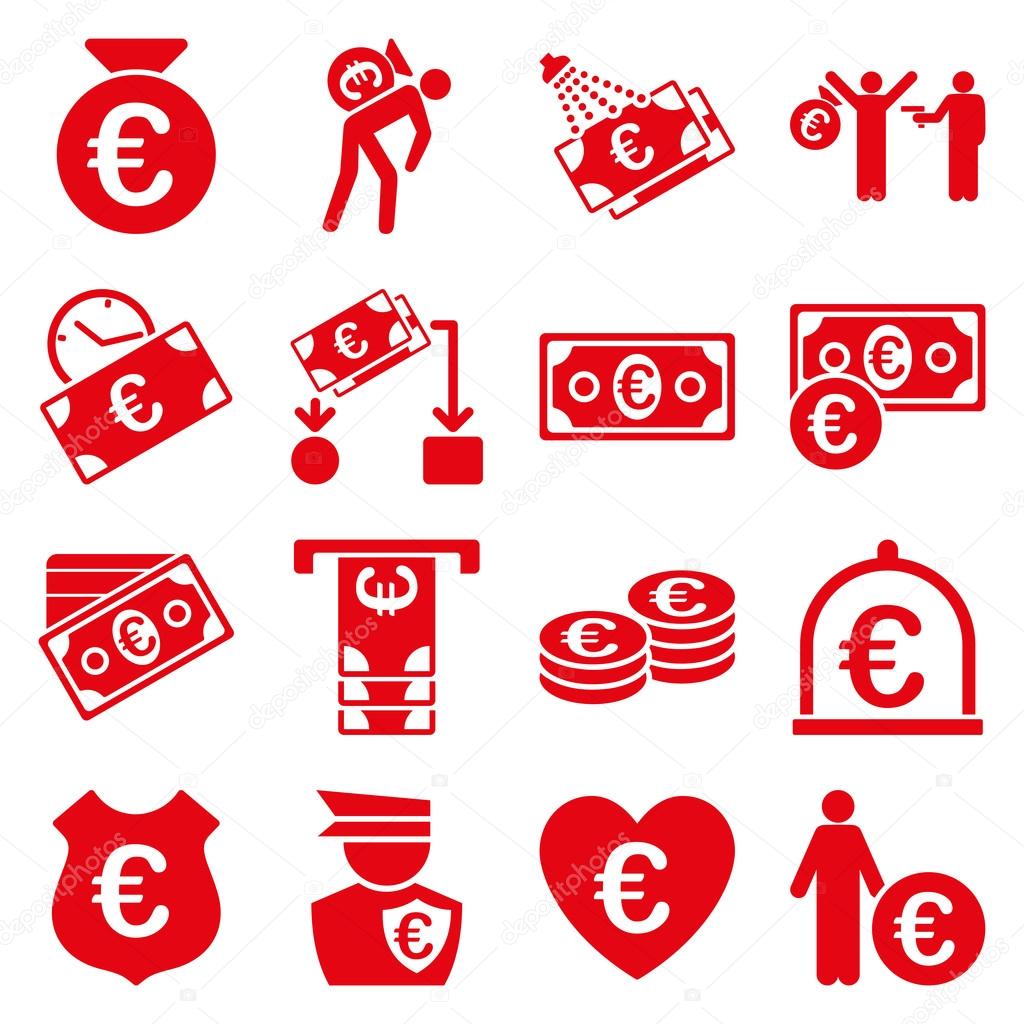 Euro banking business and service tools icons