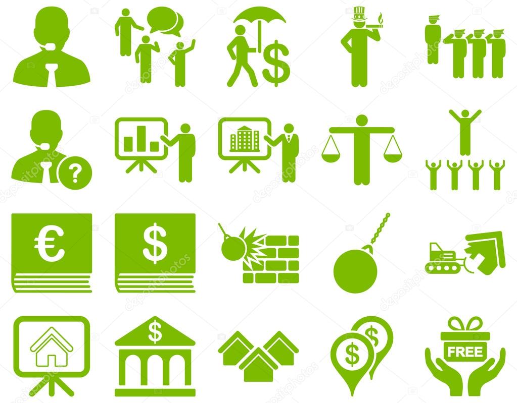 Bank service and people occupation icon set.