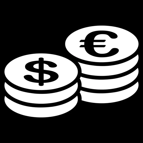 Munten dollar euro pictogram — Stockvector